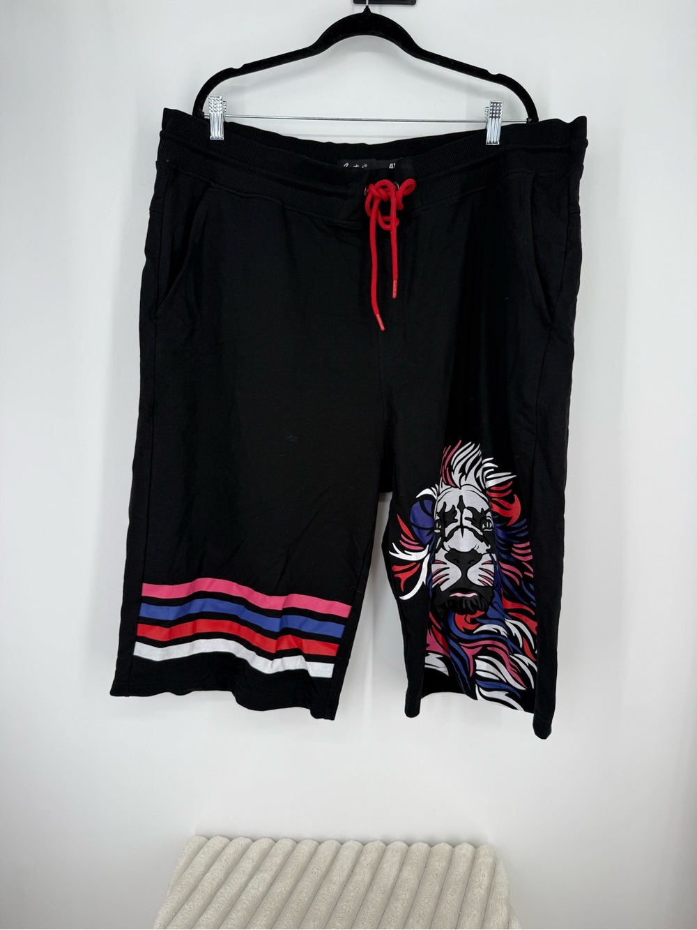 Switch Remarkable Men's Black Graphic Lion Shorts with Red Drawstring 4X